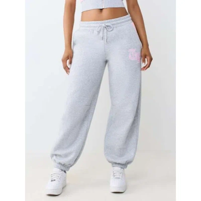 True Religion Women's Contrast Paneled Mid Rise Baggy Jogger Pants In Gray