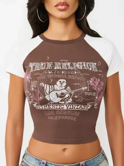 True Religion Women's Contrast Raglan Baby T-shirt In Multi