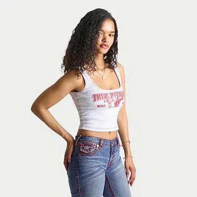 True Religion Women's Contrast Ribbed Tank Top In White