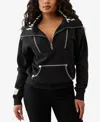 True Religion Women's Contrast Half Zip Pullover In Black