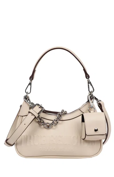 True Religion Women's Cream Trapunto Logo Zip Top Hobo Bag In Transparent