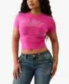 True Religion Women's Crew Neck Crystal Baby T-shirt In Pink
