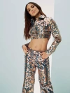 True Religion Women's Cropped Cracked Foil Denim Jacket In Gold