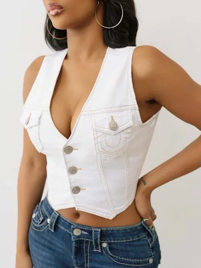 True Religion Women's Cropped Denim Vest