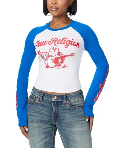 True Religion Women's Cropped Long-sleeve T-shirt In Blue