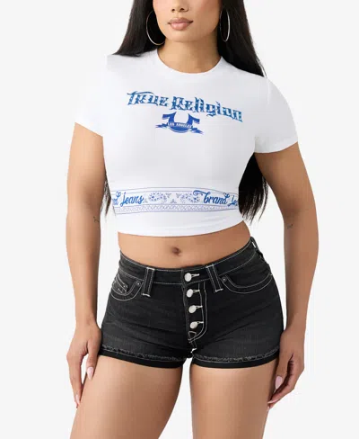 True Religion Women's Crystal Bandeau T-shirt In White