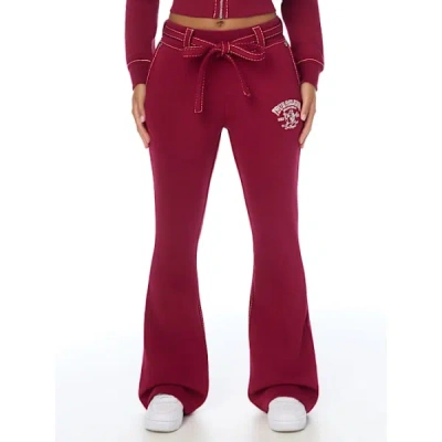 True Religion Women's Crystal Big T Front Tie Bootcut Sweatpant In Pink