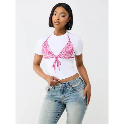 True Religion Women's Crystal Bikini Baby T-shirt In White