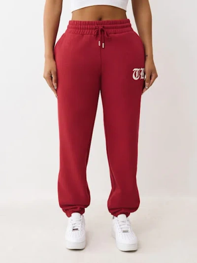 True Religion Women's Crystal Boyfriend Jogger In Red