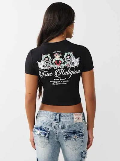 True Religion Women's Crystal Buddha Baby T-shirt In Black