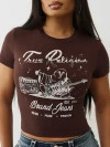 True Religion Women's Crystal Buddha Baby T-shirt In Brown