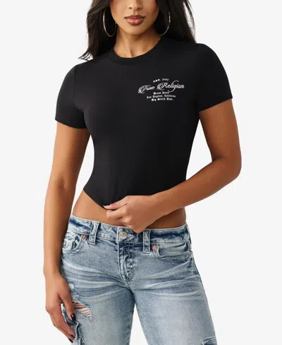 True Religion Crystal Buddha Baby T-shirt In Black