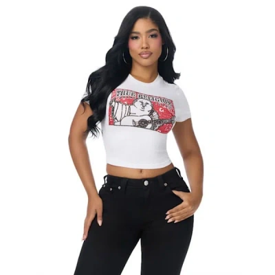 True Religion Women's Crystal Buddha Bandana Baby T-shirt In White