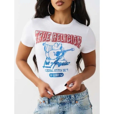 True Religion Women's Crystal Buddha Crewneck T-shirt In White
