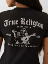 True Religion Women's Crystal Buddha Graphic V-neck T-shirt In Black