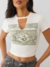 True Religion Embellished Graphic Baby Tee In White