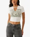 True Religion Embellished Graphic Baby Tee In White