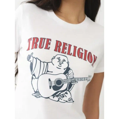 True Religion Women's Crystal Buddha Logo T-shirt In White