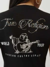 True Religion Women's Crystal Buddha V Neck T-shirt In Black