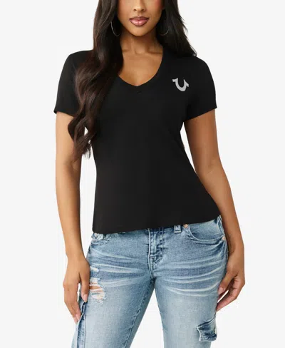 True Religion Women's Crystal Buddha V-neck T-shirt In Animal Print