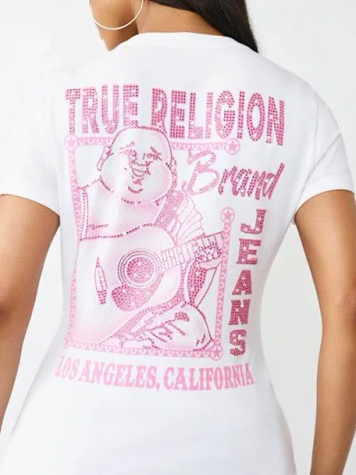 True Religion Women's Crystal Buddha V-neck T-shirt In White