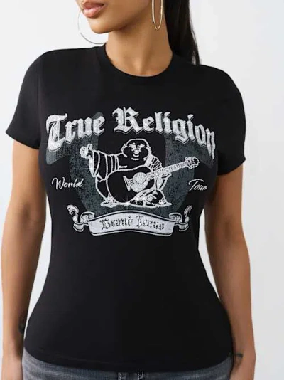 True Religion Women's Crystal Classic Crewneck T-shirt In Black