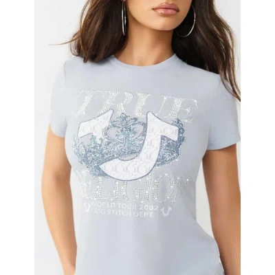 True Religion Women's Crystal Classic Crewneck T-shirt In Blue