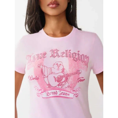 True Religion Women's Crystal Classic Crewneck T-shirt In Pink
