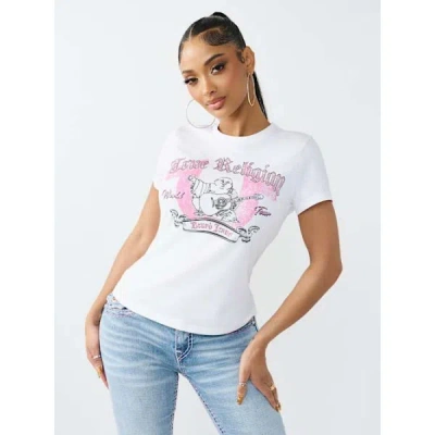 True Religion Women's Crystal Classic Crewneck T-shirt In White