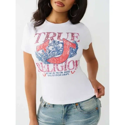 True Religion Women's Crystal Classic Crewneck T-shirt In White