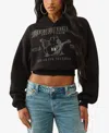 True Religion Women's Crystal Cropped Pullover Hoodie In Black