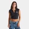 True Religion Women's Crystal Cross Logo Crest Baby T-shirt In Black