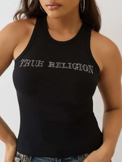 True Religion Women's Crystal Goddess Tank Top In Black