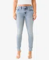 True Religion Billie Womens Mid-rise Light Wash Straight Leg Jeans In Peak Spot