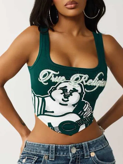 True Religion Women's Crystal Handkerchief Tank Top In Green