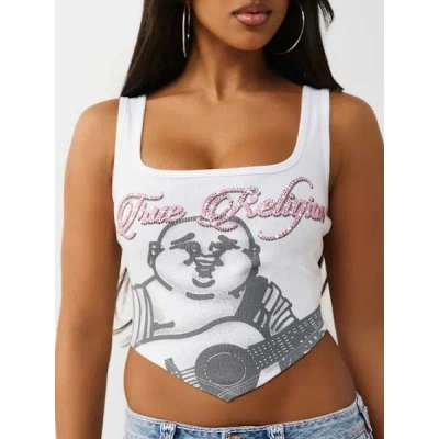 True Religion Women's Crystal Handkerchief Tank Top In White