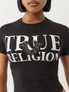 True Religion Women's Crystal Horseshoe Baby T-shirt In Black