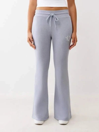 True Religion Women's Crystal Horseshoe Flare Sweatpant In Blue