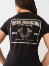 True Religion Women's Crystal Horseshoe Logo Crew T-shirt In Black