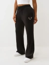 True Religion Crystal Velour Straight Leg Pants In Black