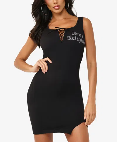 True Religion Women's Crystal Lace-up Seamless Mini Dress In Black