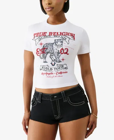True Religion Women's Crystal Leopard Baby T-shirt In Black