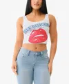 True Religion Rhinestone Crop Tank In White