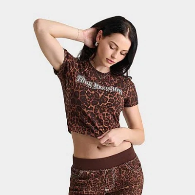 True Religion Women's Crystal Logo Baby T-shirt In Brown