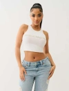 True Religion Women's Crystal Logo Crop Tank Top In White