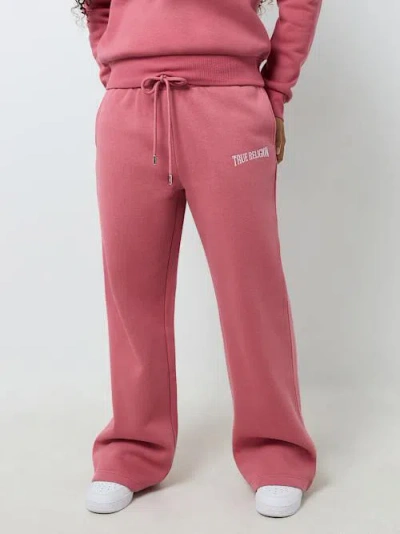 True Religion Women's Crystal Logo Straight Leg Sweat Pant In Pink