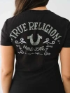 True Religion Women's Crystal Logo V Neck T-shirt In Black