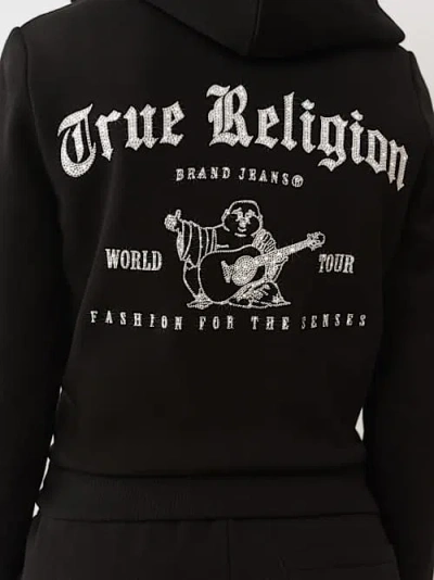 True Religion Women's Crystal Logo Zip Hoodie In Black