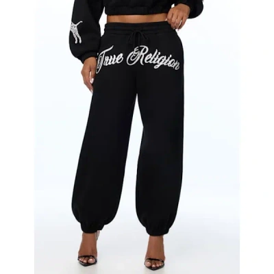 True Religion Women's Crystal Mid Rise Boyfriend Jogger Pants In Black