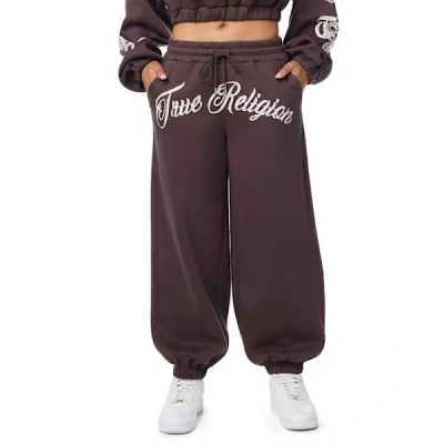 True Religion Women's Crystal Mid Rise Boyfriend Jogger Pants In Brown